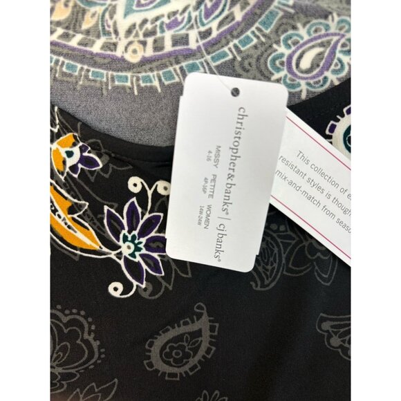 *New CJ Banks Popover Top Womens Plus 2X Black Yellow Floral Cottagecore Coastal - Picture 5 of 9